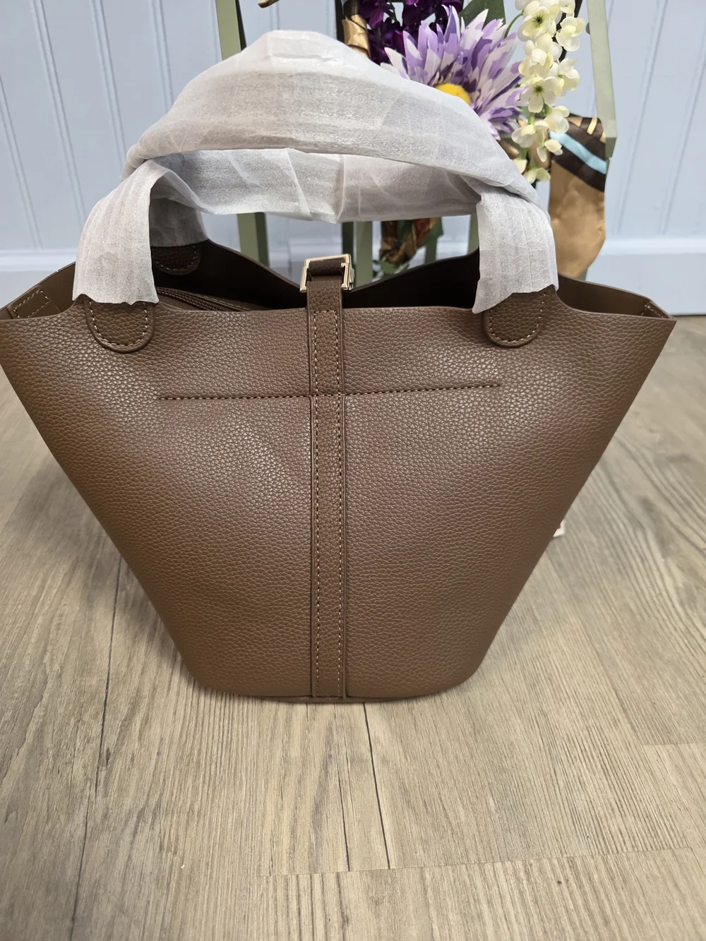 Valentino Orlandi Brown Pebbled Leather Tote